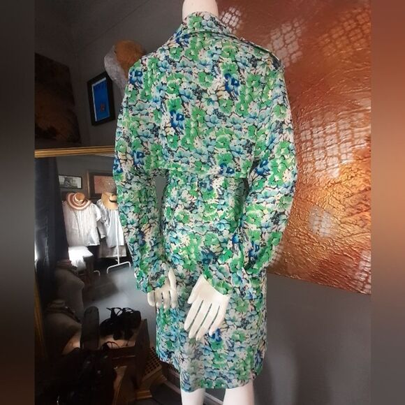 Semi Sheer Floral Mid Length Trench Coat - Picture 3 of 16